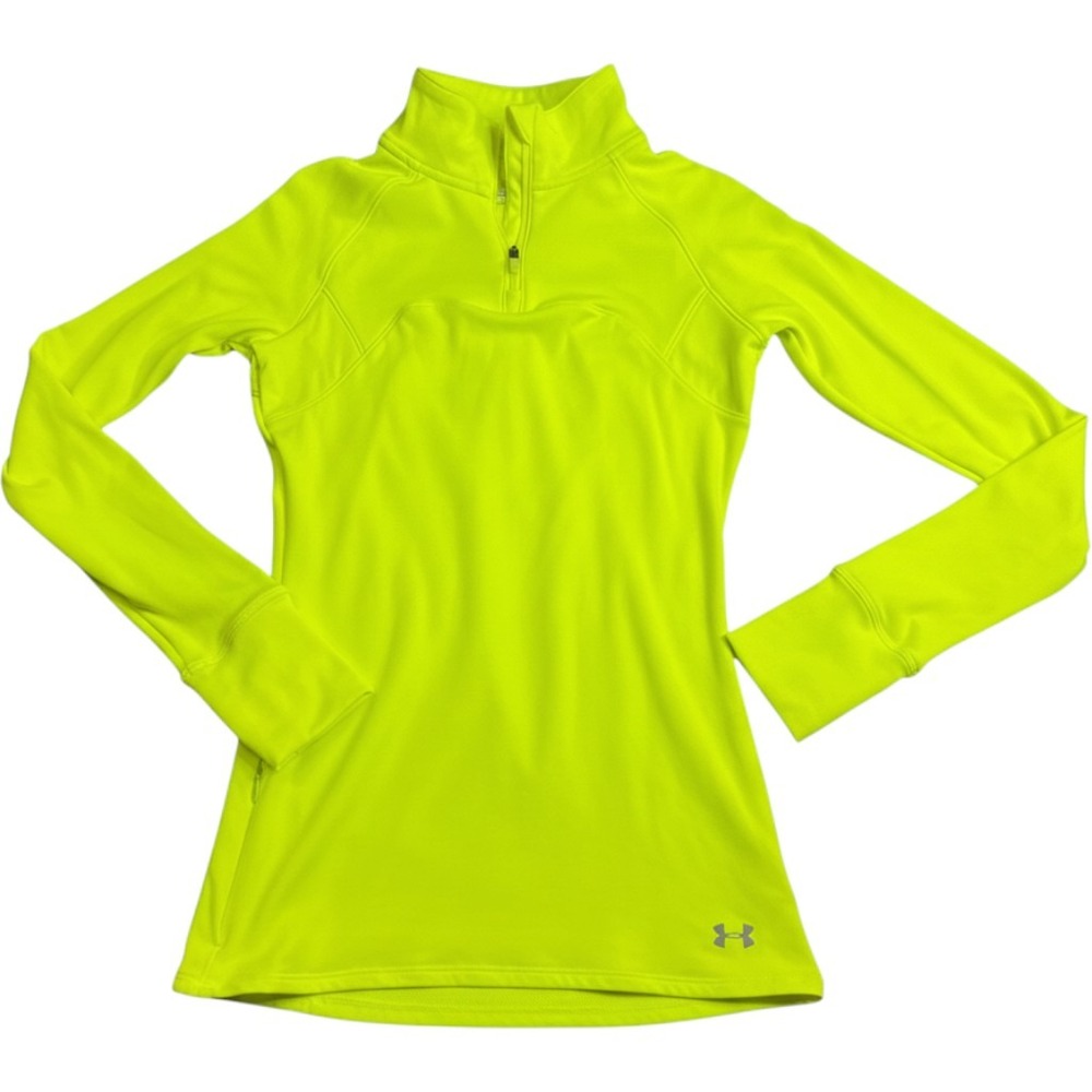 Under Armour Womens XS Neon Yellow AllSeasonGear Quarter Zip Pullover Thumbholes